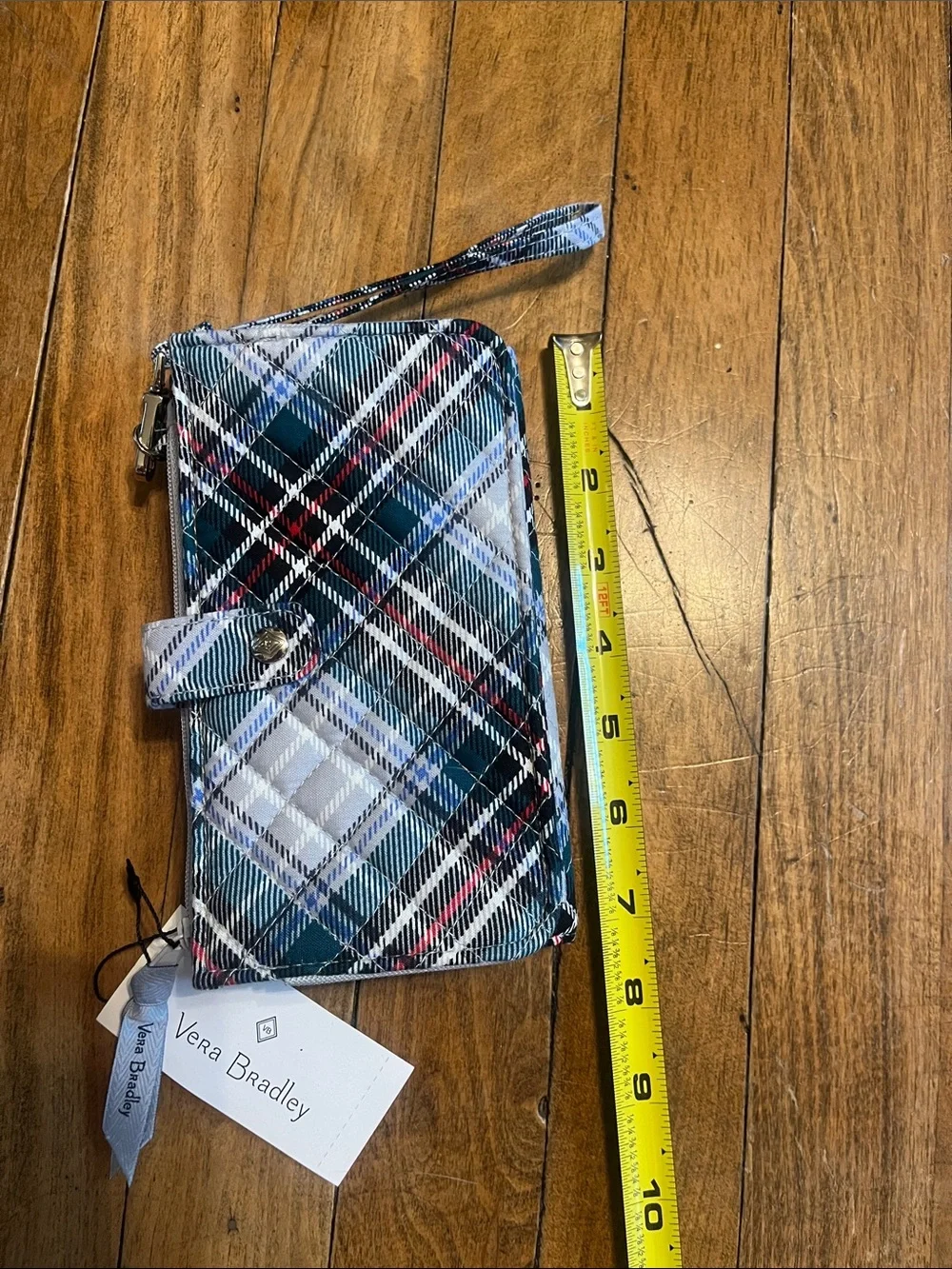 Vera Bradley Smartphone Wristlet, Black, Navy, Green, Red Plaid Wristlet Wallet - Picture 7 of 8